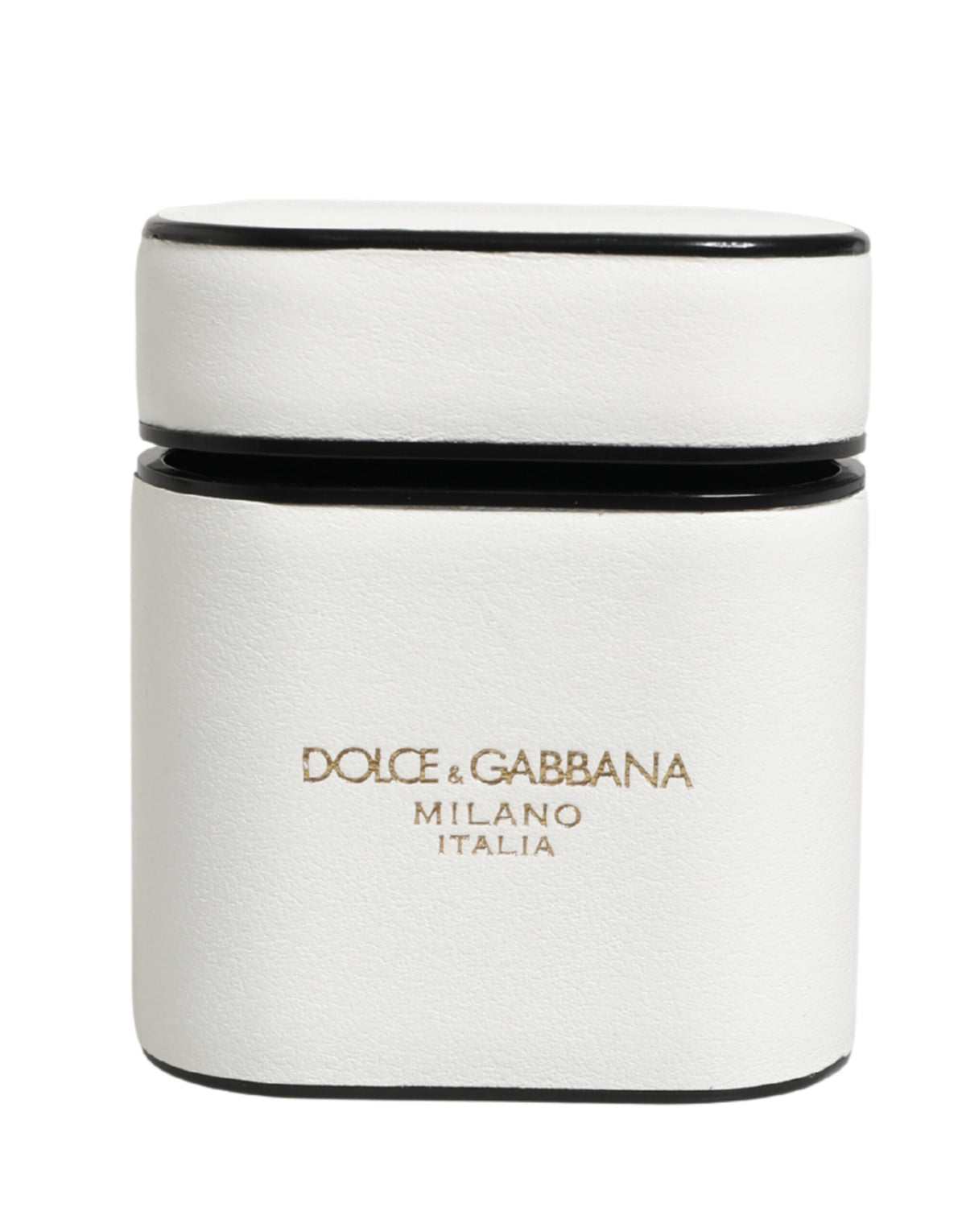 Indulge in the exquisite Dolce & Gabbana White Calf Leather Logo Print Flip Holder Airpods Case, a symbol of luxury and Italian craftsmanship that elevates your style.