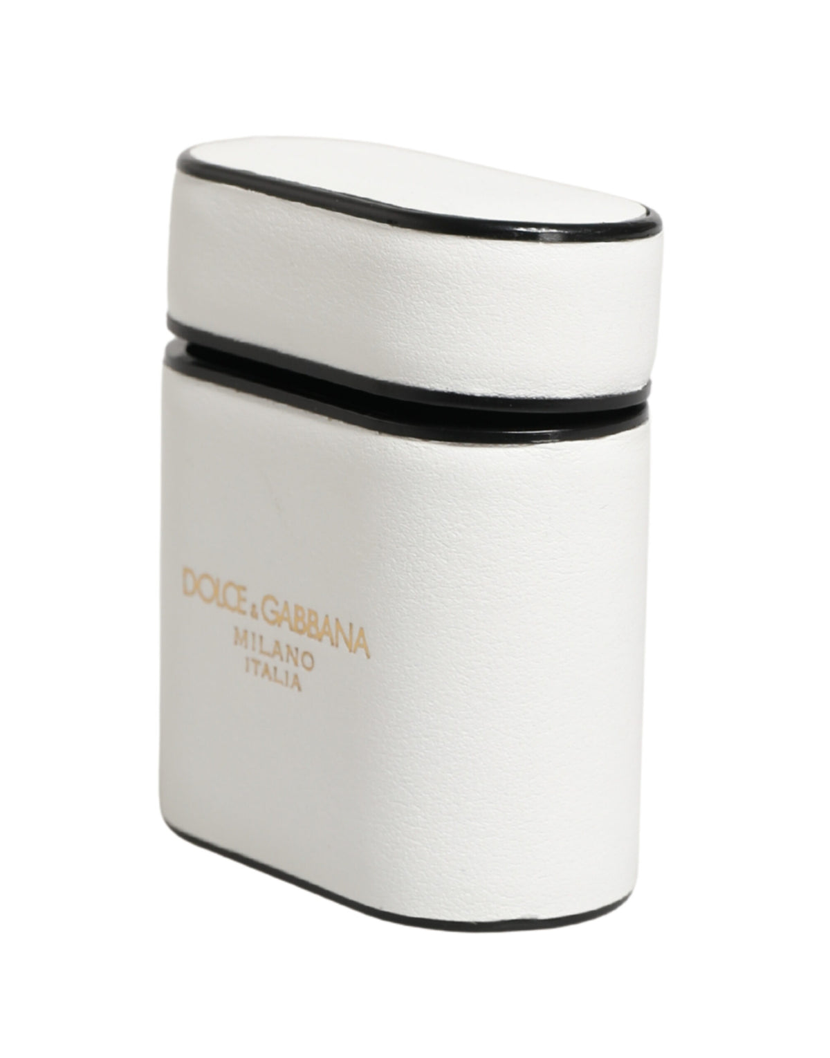 Indulge in the elegance of Dolce & Gabbana's White Calf Leather Logo Print Flip Holder Airpods Case, a masterpiece of Italian craftsmanship that elevates your style with luxurious sophistication.