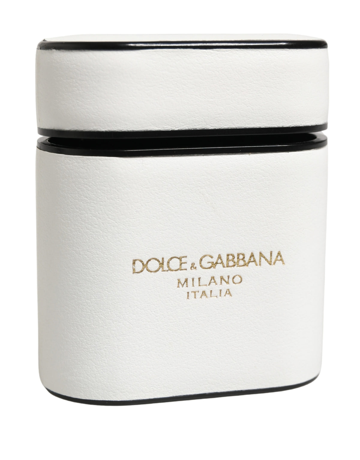 Indulge in the exquisite Dolce & Gabbana White Calf Leather Logo Print Flip Holder Airpods Case, a testament to Italian craftsmanship that elevates your style and sophistication.