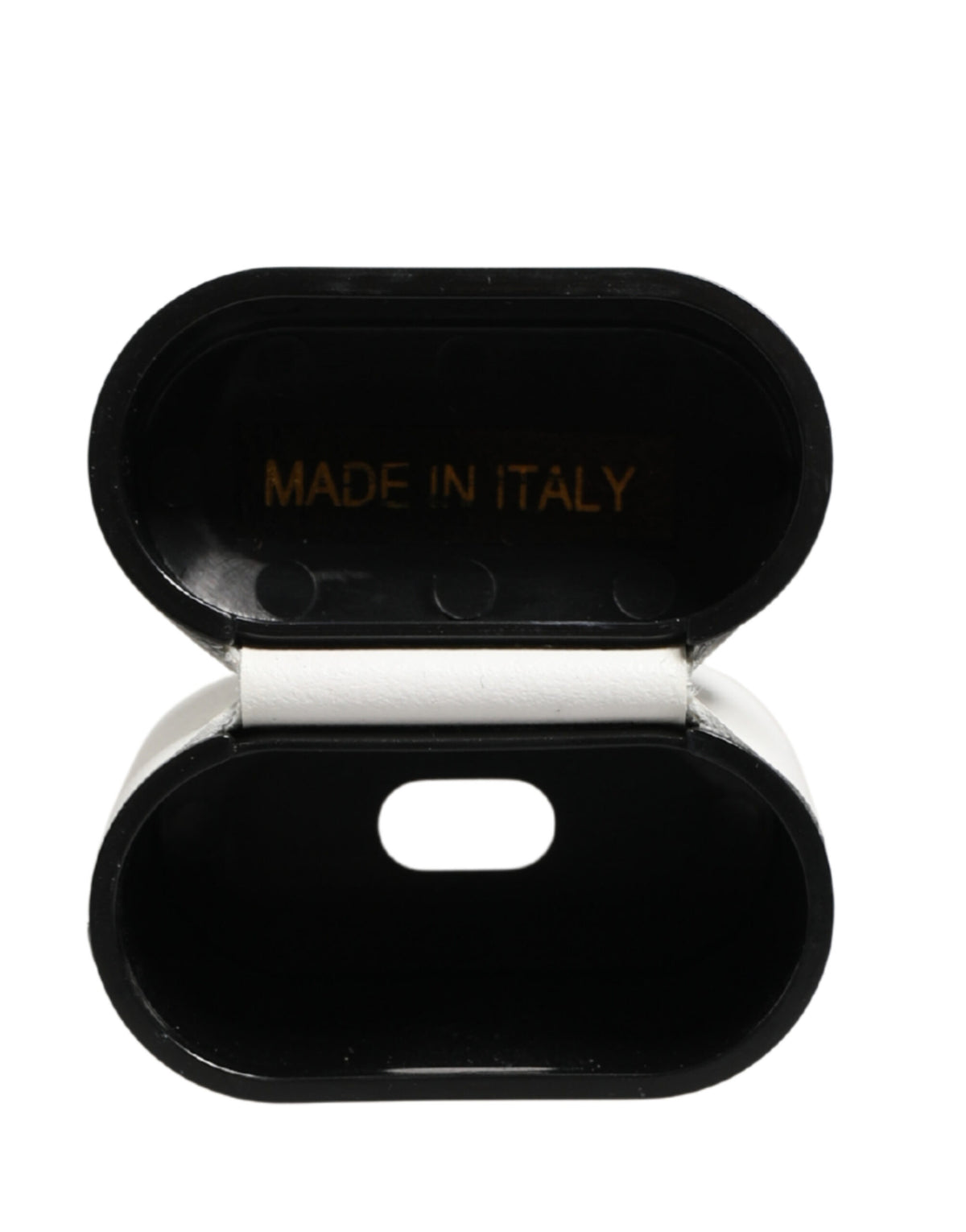 Indulge in the exquisite Dolce & Gabbana White Calf Leather Logo Print Flip Holder Airpods Case, a symbol of refined elegance and Italian craftsmanship for the discerning individual.