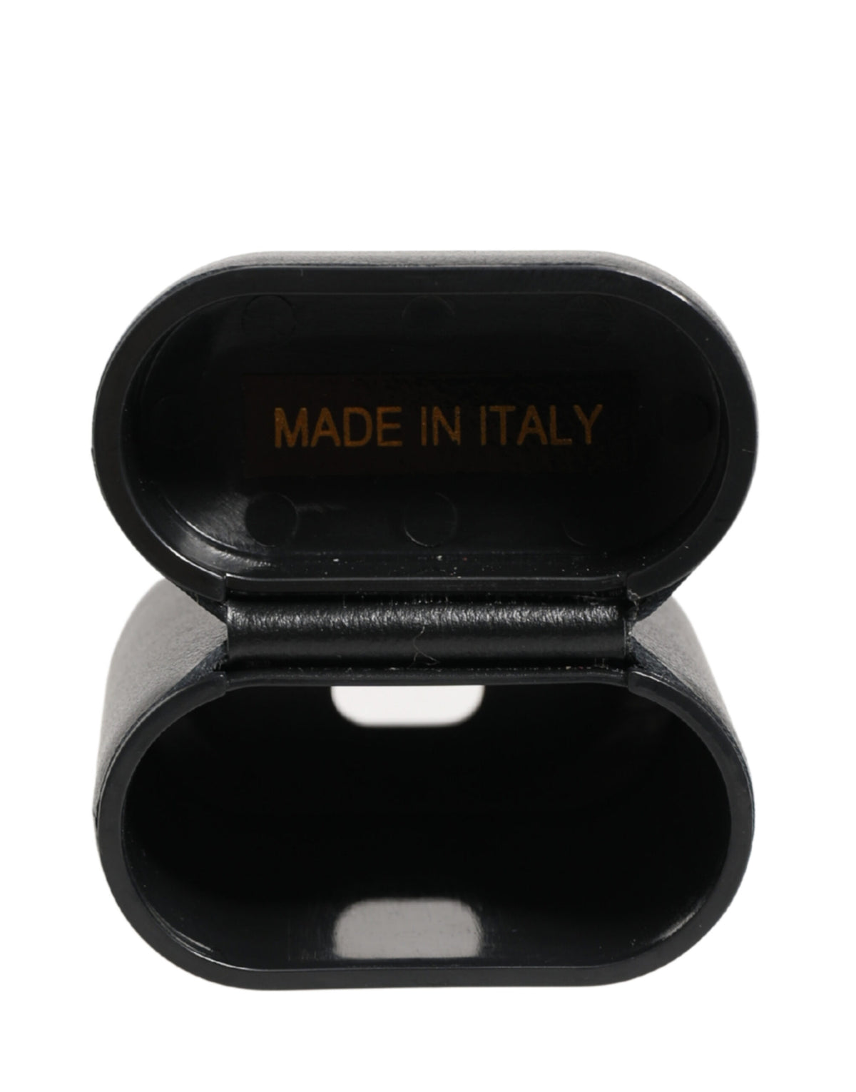 Experience the allure of the Dolce & Gabbana Black Calf Leather Airpods Case, a testament to Italian craftsmanship and luxury, perfect for the discerning individual.