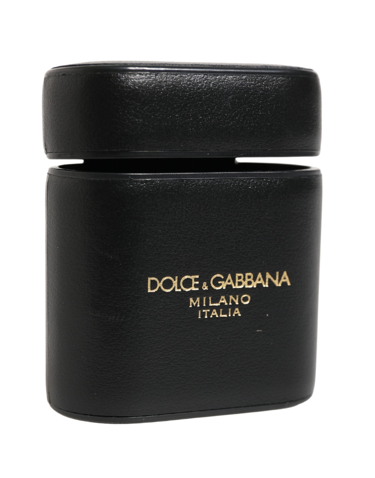 Elevate your style with the Dolce & Gabbana Black Calf Leather Logo Print Flip Holder Airpods Case, a luxurious blend of Italian craftsmanship and iconic design.