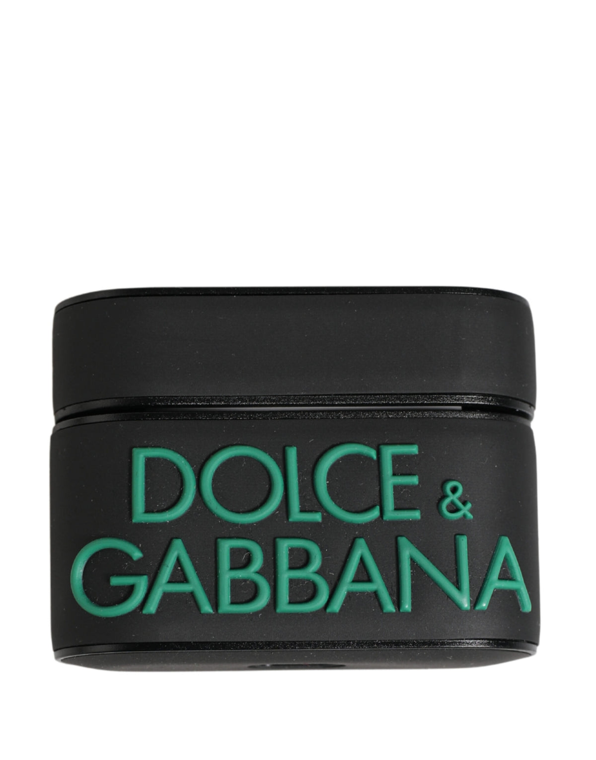 Elevate your style with the Dolce & Gabbana Black PVC Embossed Logo Flip Holder, a luxurious accessory that embodies Italian craftsmanship and sophistication for your Airpods.