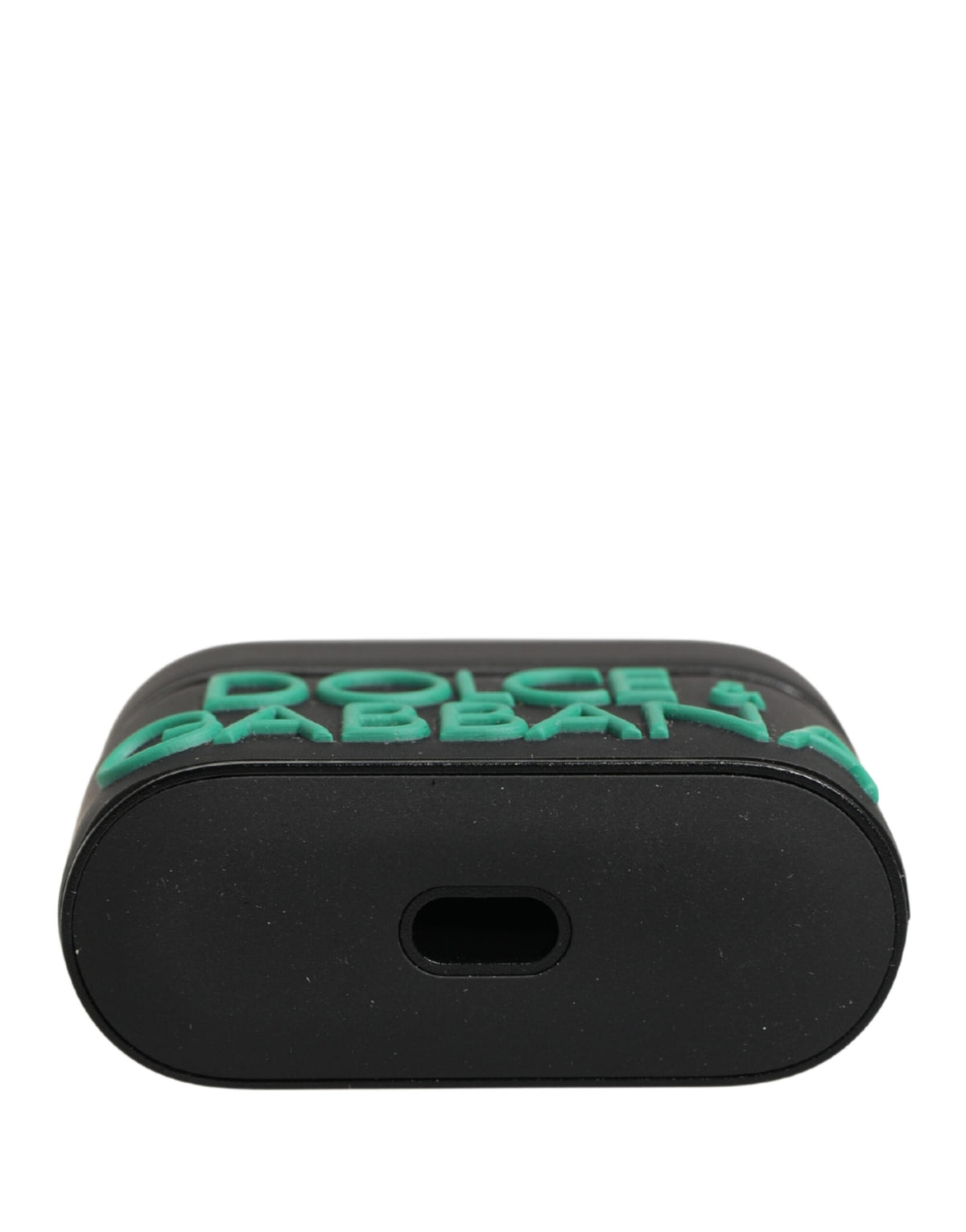 Indulge in the exquisite Dolce & Gabbana Black PVC Embossed Logo Flip Holder, a luxurious blend of style and protection for your Airpods, crafted in Italy.