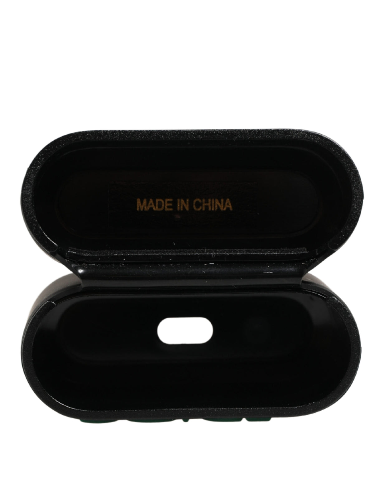 Elevate your style with the Dolce & Gabbana Black PVC Embossed Logo Flip Holder, a luxurious blend of Italian craftsmanship and modern elegance for your Airpods.