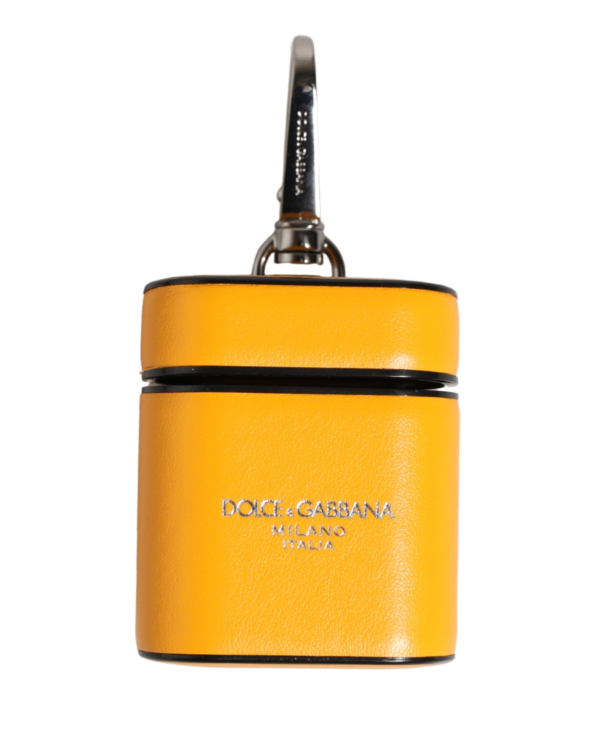 Elevate your style with the Dolce & Gabbana Yellow Calf Leather Airpods case, a masterpiece of Italian craftsmanship that embodies luxury and sophistication.