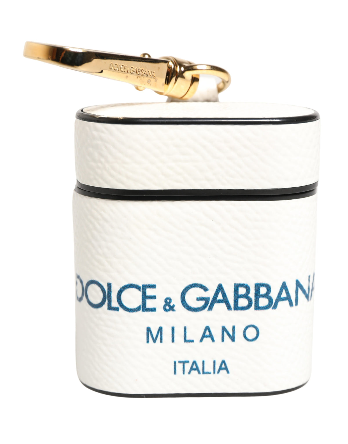 Elevate your accessory game with the Dolce & Gabbana White Calf Leather Airpods Case, a luxurious blend of exquisite craftsmanship and timeless elegance, designed for the discerning individual.