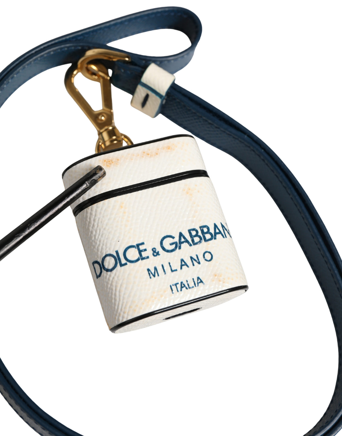 Elevate your style with the Dolce & Gabbana White Calf Leather Airpods Case, a blend of Italian craftsmanship and luxurious design, perfect for the discerning individual.