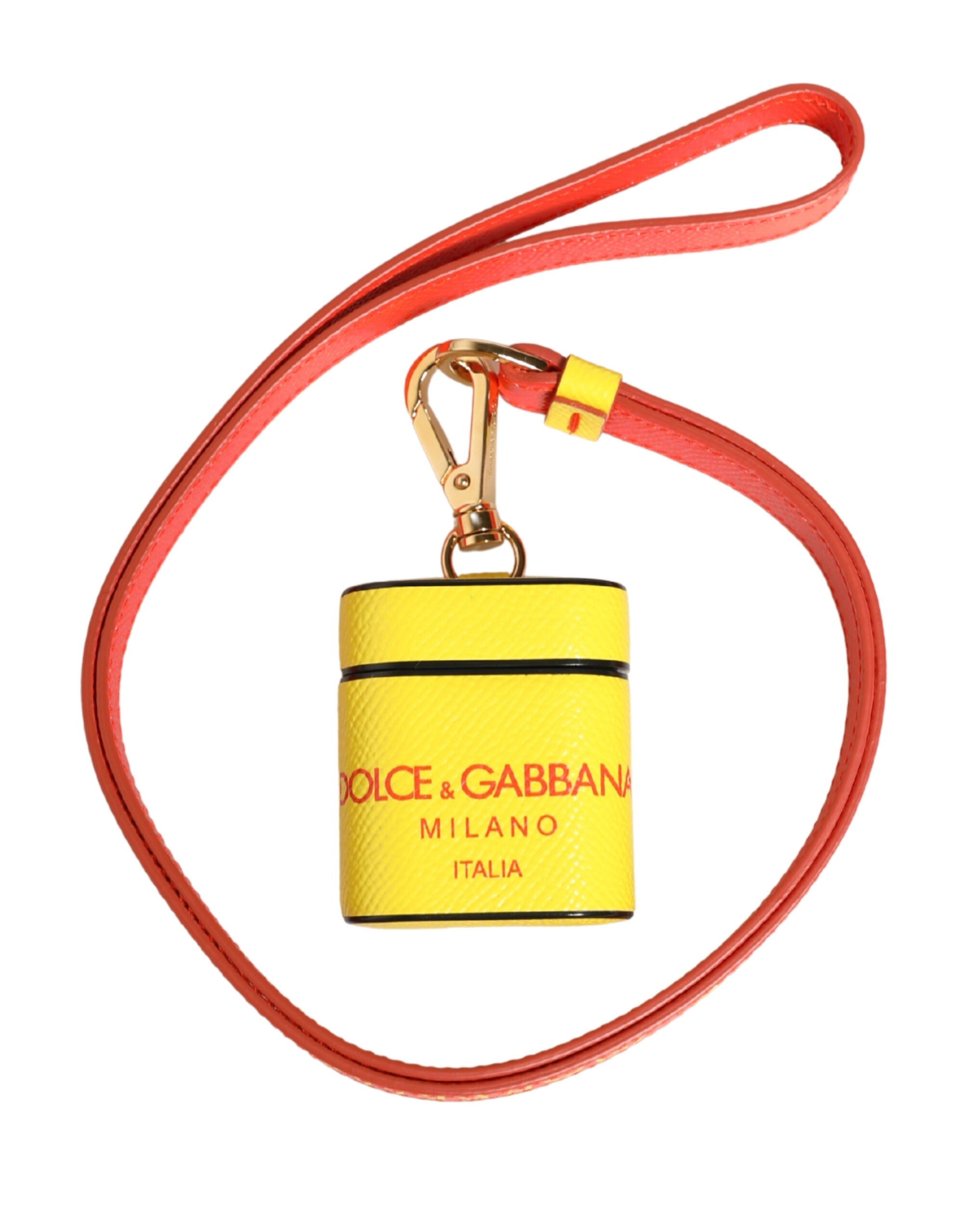 Elevate your style with the Dolce & Gabbana Yellow Calf Leather Airpods Case, a luxurious blend of Italian craftsmanship and vibrant elegance, perfect for the discerning individual.