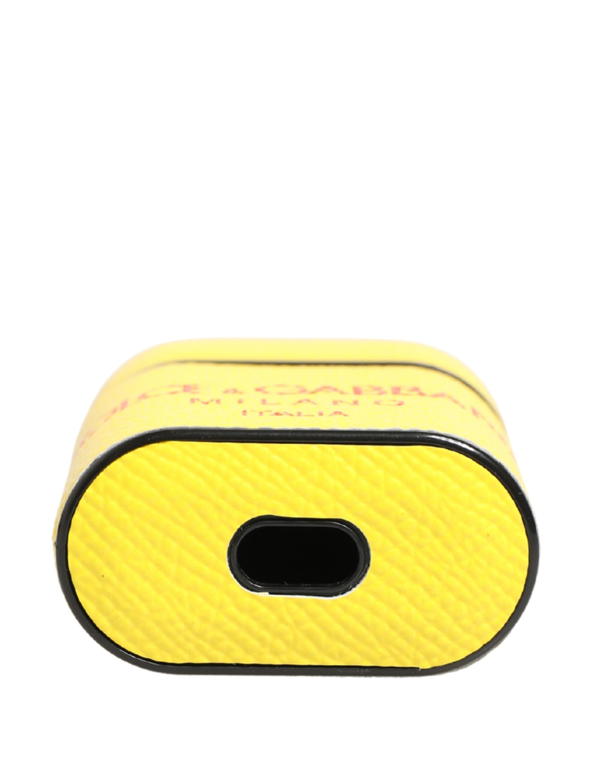 Elevate your style with the Dolce & Gabbana Yellow Calf Leather Airpods Case, a luxurious blend of Italian craftsmanship and vibrant elegance, perfect for discerning individuals.