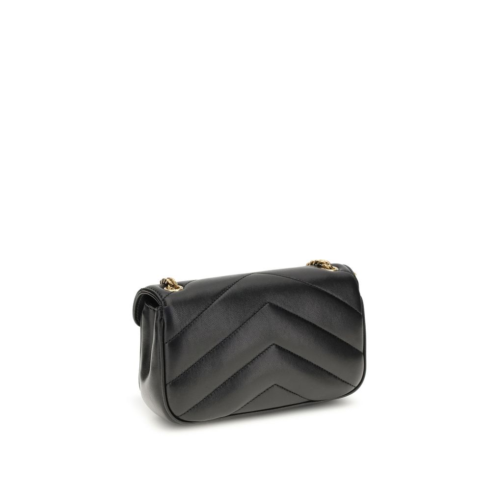 Indulge in the exquisite Saint Laurent Black Lamb Ovis Aries Aries Shoulder Bag, a timeless luxury crafted from premium materials, embodying sophistication and elegance for every occasion.