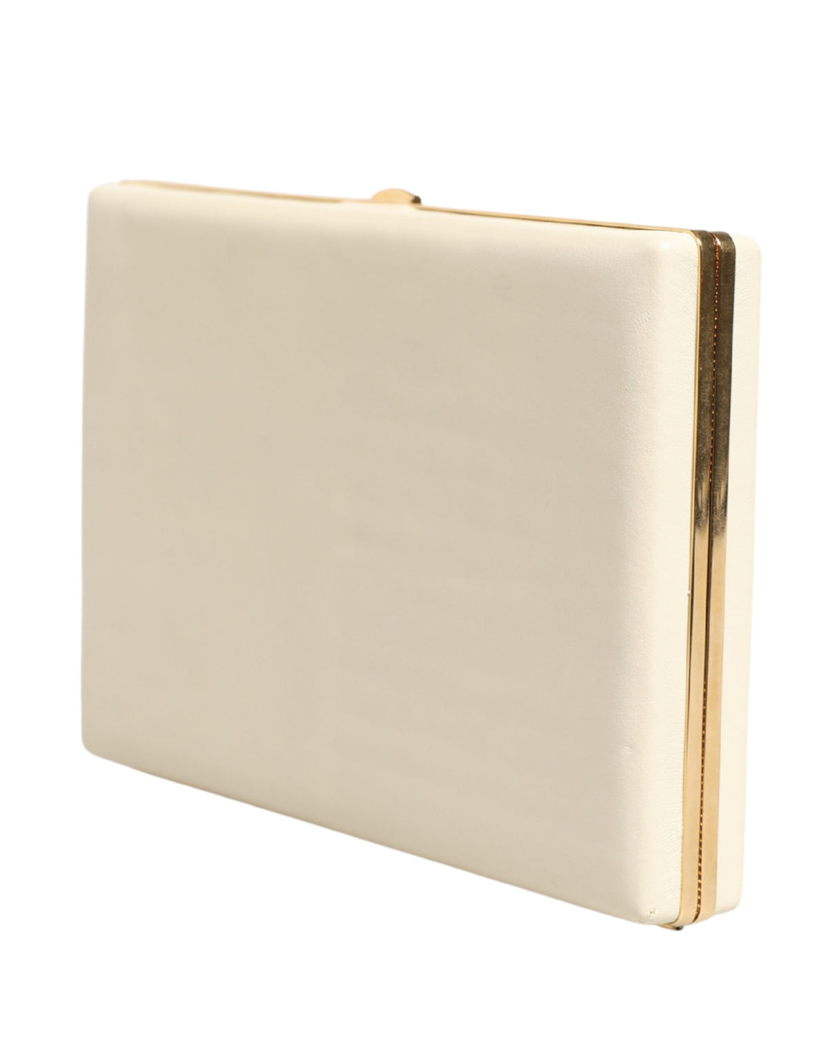 Discover the exquisite Dolce & Gabbana White Lambskin Leather Clutch, a timeless accessory crafted in Italy, embodying luxury and sophistication for every elegant occasion.