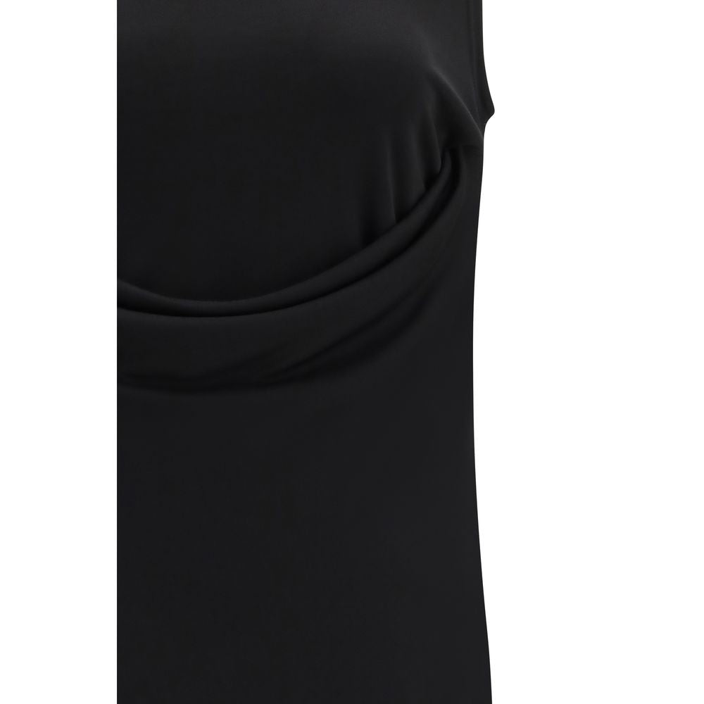 Indulge in the Ami Paris Black Viscose Cocktail Dress, a luxurious blend of soft crêpe jersey and refined elegance, perfect for any discerning wardrobe.