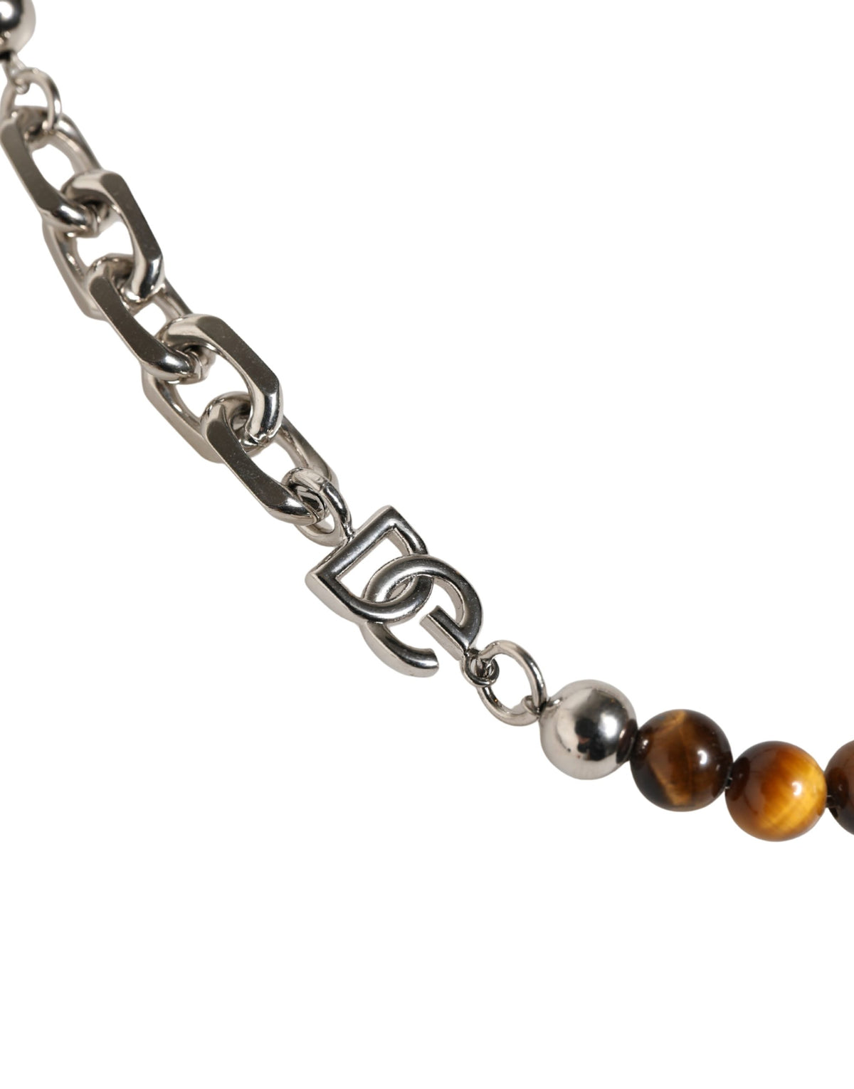 Indulge in the allure of Dolce & Gabbana's Silver Tone Brass Chain Beaded Gem Bracelet, a masterpiece of Italian craftsmanship that elevates your elegance with every wear.