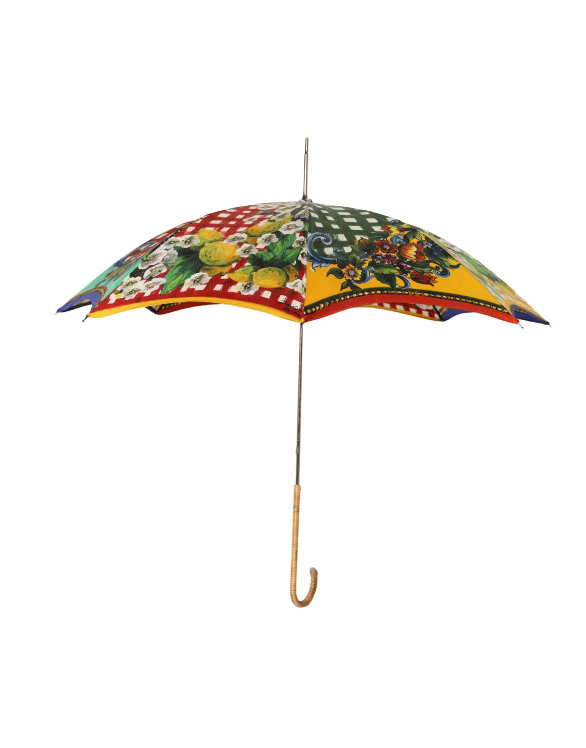 Indulge in the artistry of the Dolce & Gabbana Multicolor Carretto Siciliano Print Umbrella, a luxurious blend of Italian craftsmanship and vibrant elegance, perfect for discerning tastes.