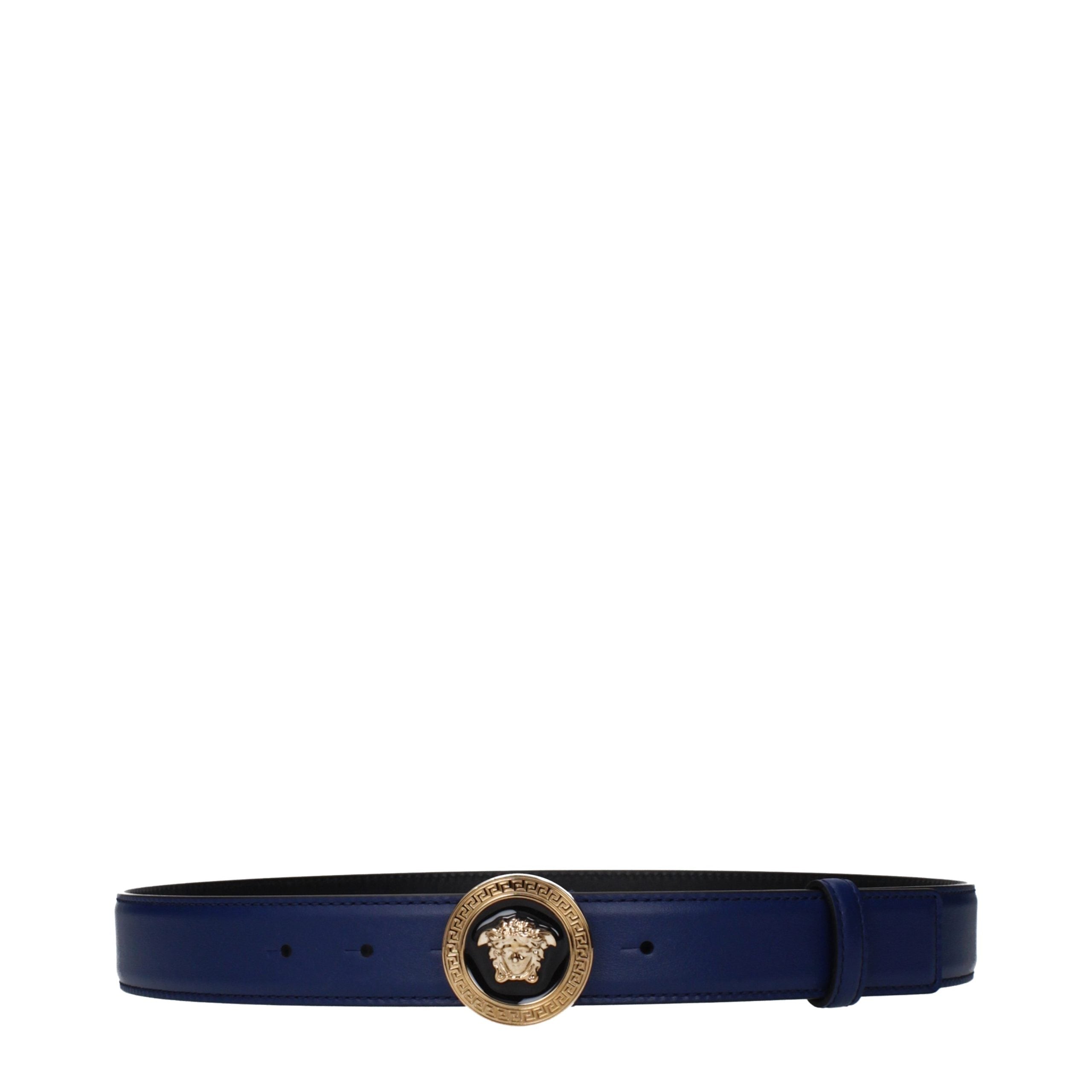 Versace Blue Leather Regular Belt – Elevate Your Elegance