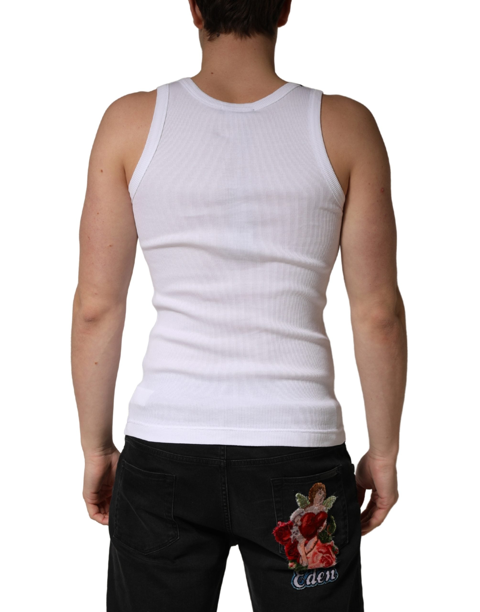 Dolce & Gabbana White Sleeveless Round Neck Tank Top T-shirt