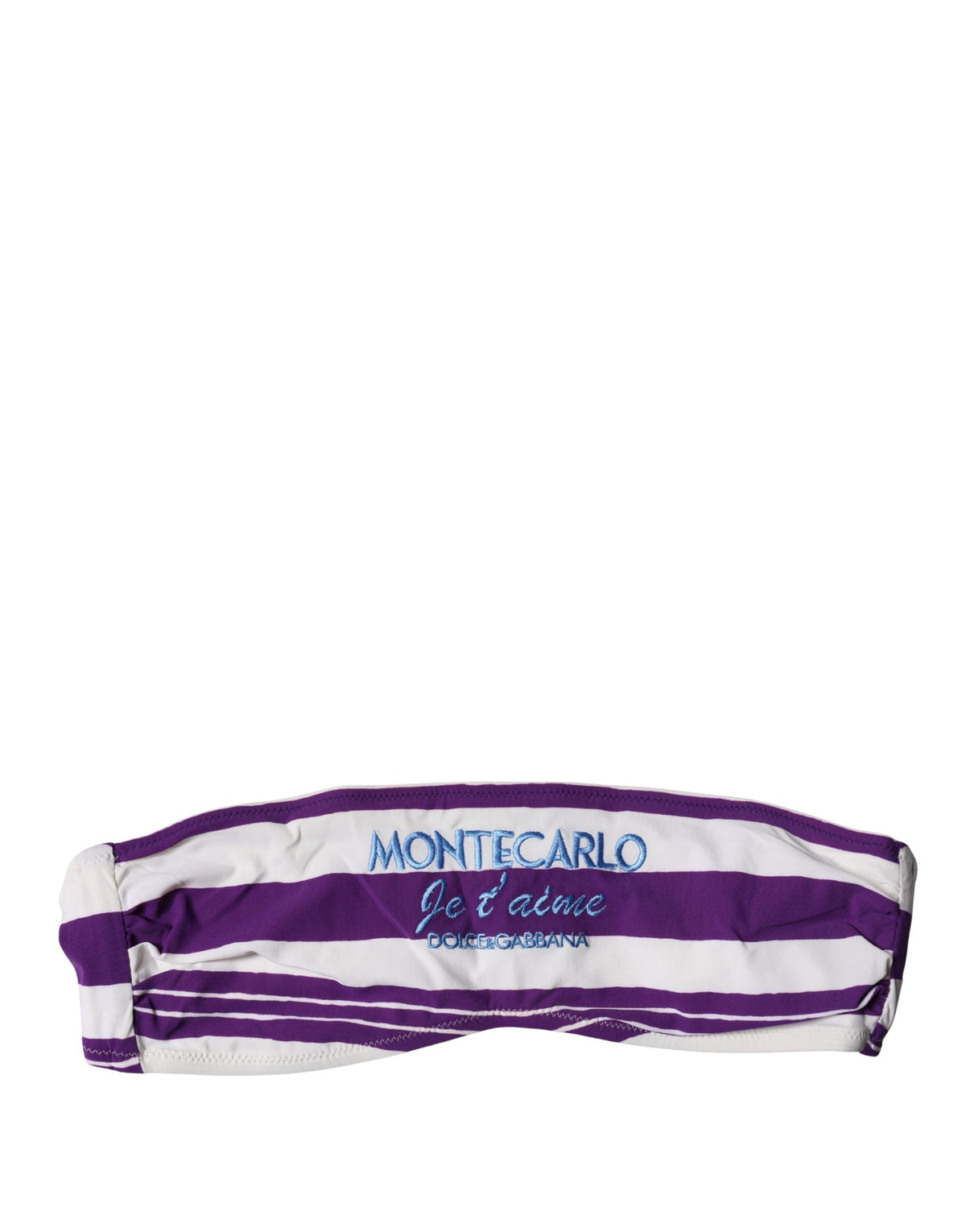 Indulge in the exquisite Dolce & Gabbana Purple White Stripes Nylon Bandeau Swimwear, a luxurious Italian creation that embodies elegance and sophistication for unforgettable moments.