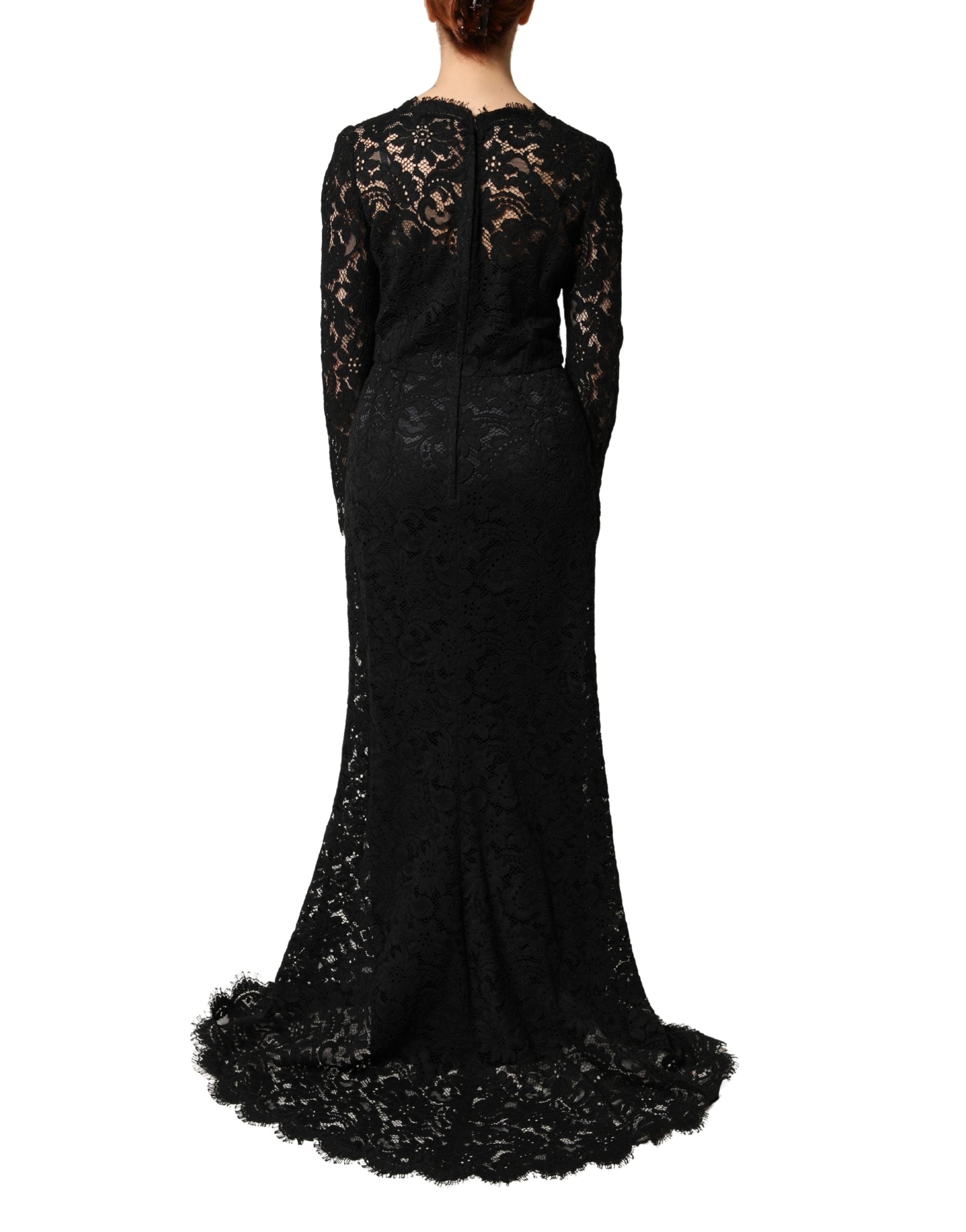 Experience the allure of the Dolce & Gabbana Black Lace Long Sleeves Cotton Maxi Dress, a masterpiece of Italian craftsmanship that embodies elegance and sophistication for any occasion.