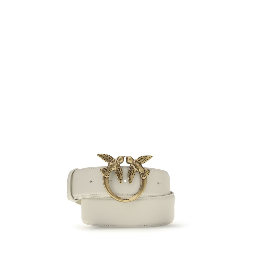 Indulge in the PINKO White Calf Leather Bos Taurus Regular Belt, a symbol of luxury and sophistication, crafted for those who embody elegance and confidence.
