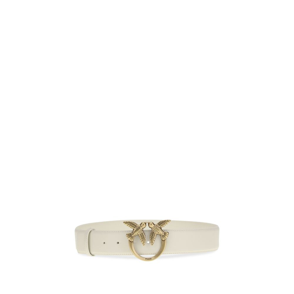 Elevate your style with the PINKO White Calf Leather Bos Taurus Regular Belt, a symbol of luxury and sophistication crafted for the discerning individual.