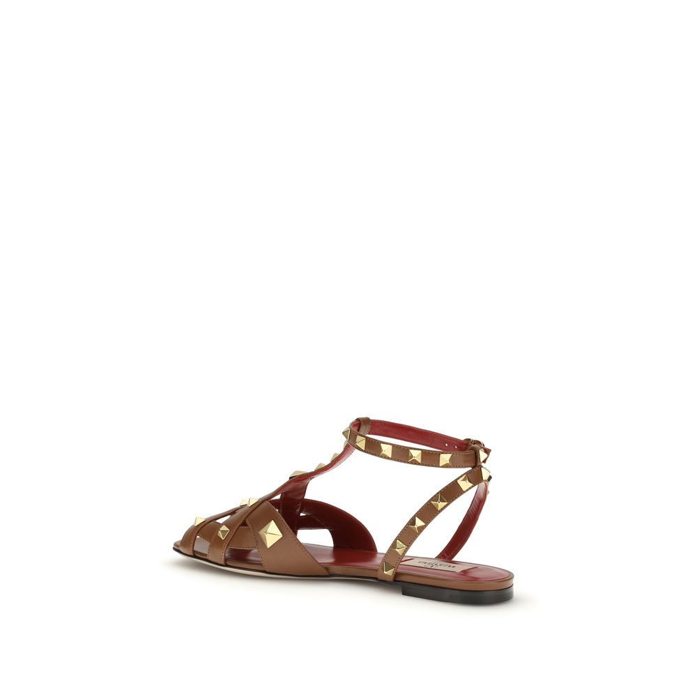 Valentino Garavani Brown Goatskin Strap-On Sandals - Exquisite Elegance