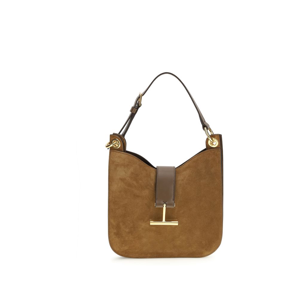 Discover the Tom Ford Brown Calf Leather Bos Taurus Shoulder Bag, a blend of exquisite suede and grenadine leather, embodying timeless elegance and sophistication.