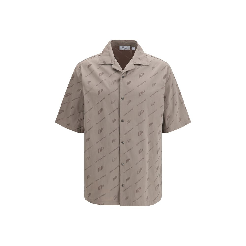 Indulge in Off-White's Beige Viscose Shortsleeve Shirt from SS26, where exquisite craftsmanship meets effortless sophistication for the discerning individual.