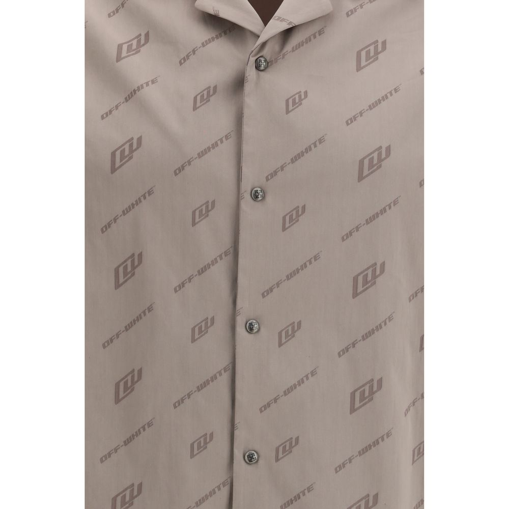 Indulge in the Off-White Beige Viscose Shortsleeve Shirt from SS26, where exquisite craftsmanship meets effortless elegance for the discerning individual.