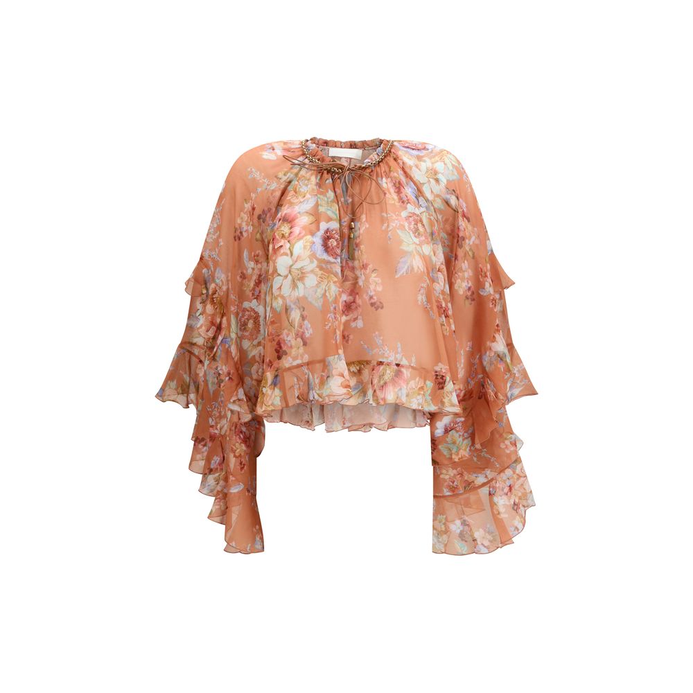 Discover the Zimmermann Multicolor Cotton Blouse from the SS26 collection, a luxurious blend of silk and cotton, designed for those who command elegance and allure.