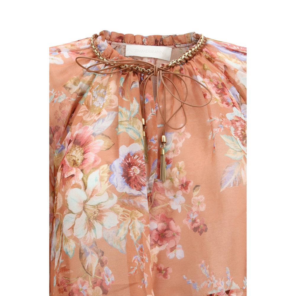 Elevate your wardrobe with the Zimmermann Multicolor Cotton Blouse, a luxurious blend of silk and cotton, designed for those who command attention and admiration.