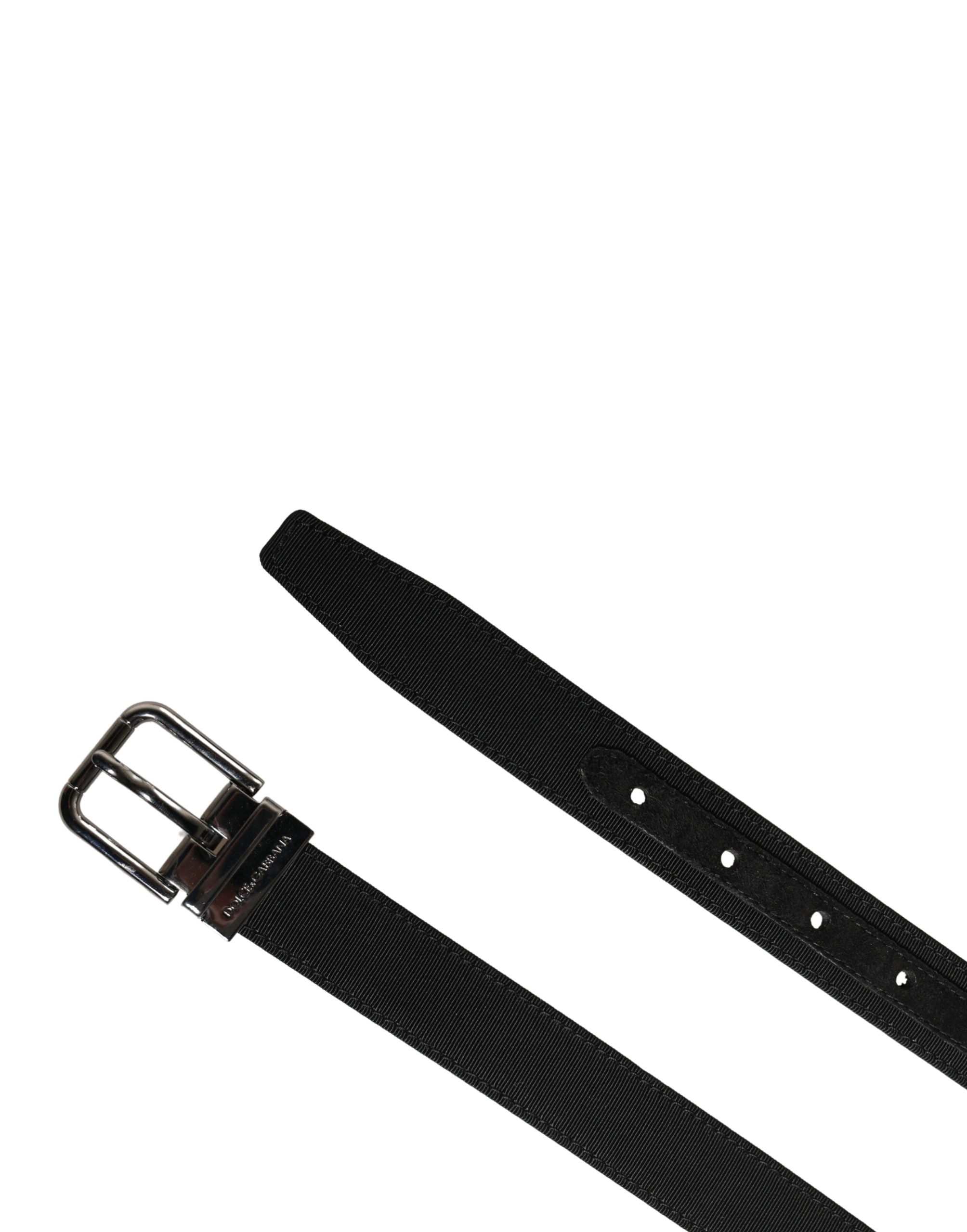 Dolce & Gabbana Men Black Viscose Leather Metal Buckle Belt