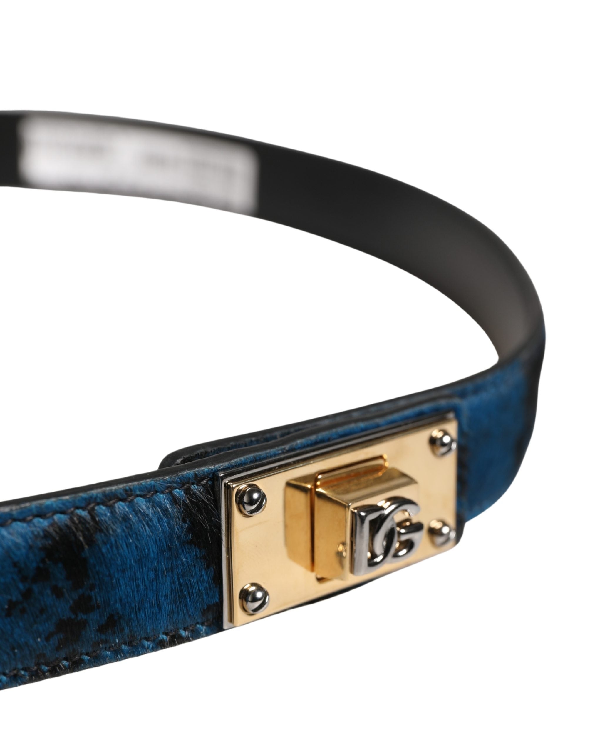 Dolce & Gabbana Blue Calf Leather Logo Buckle Belt - Luxe Elegance