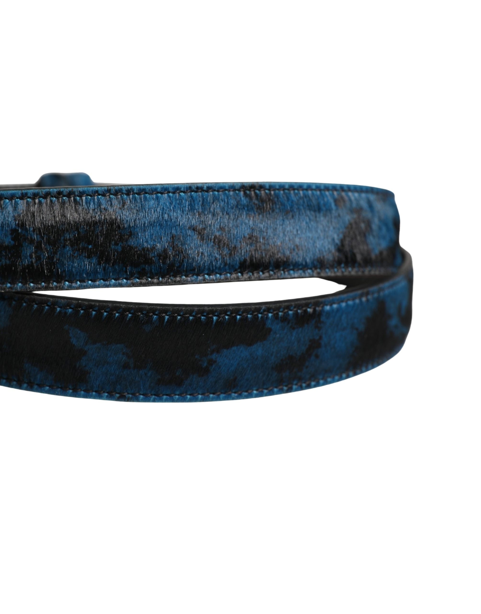 Dolce & Gabbana Blue Calf Leather Logo Belt - Timeless Luxury