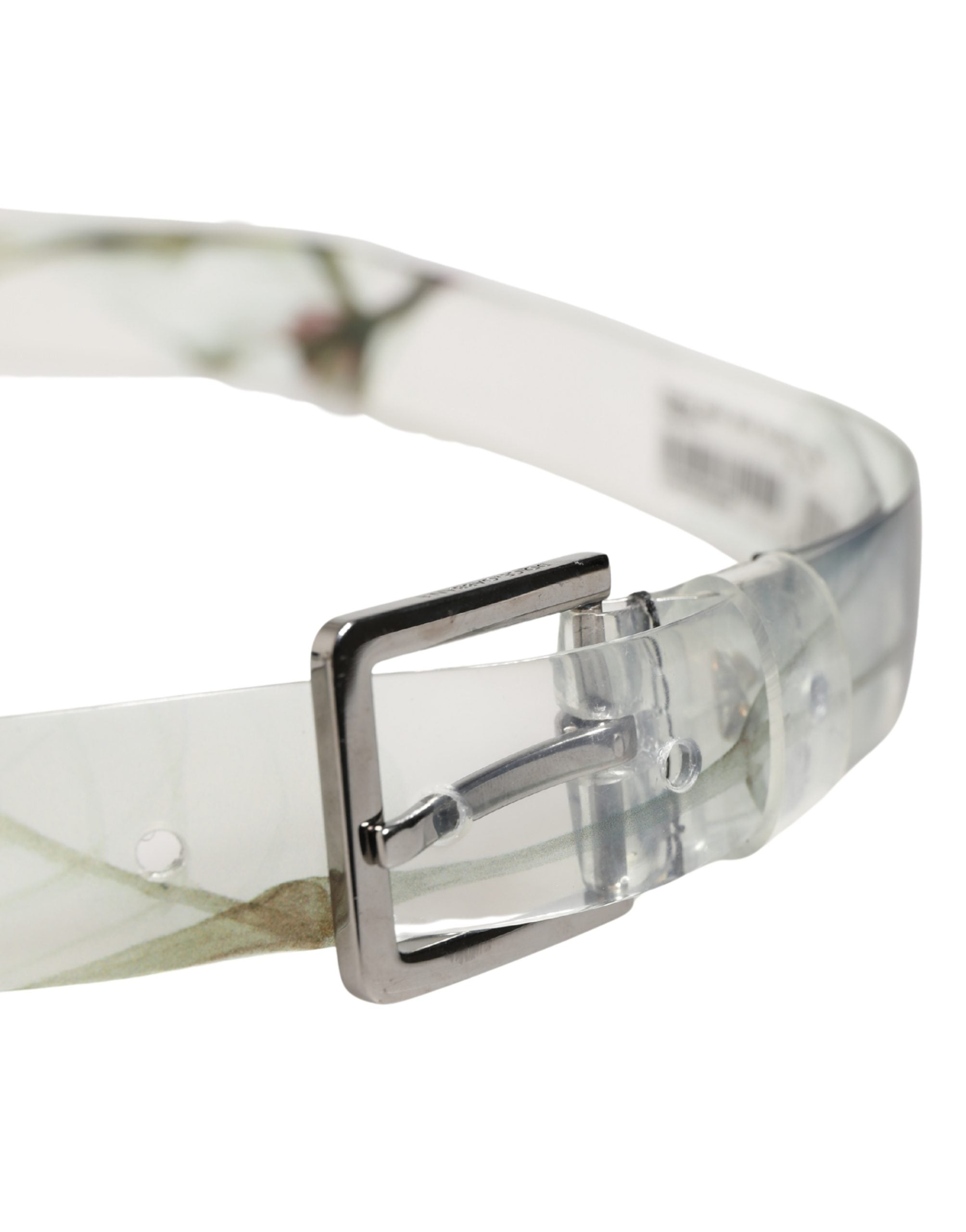 Dolce & Gabbana Men White Floral PVC Silver Metal Buckle Belt