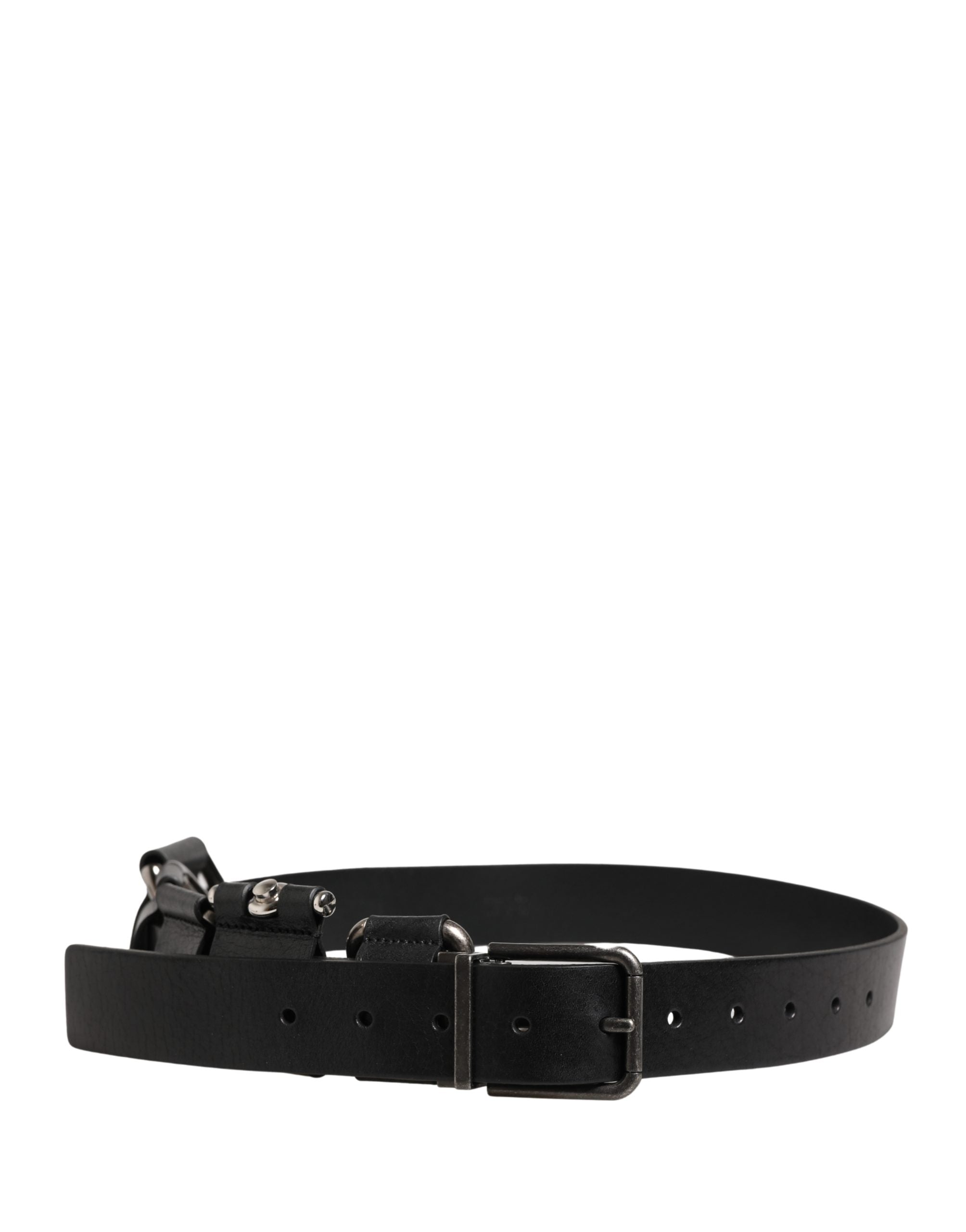 Elevate your style with the Dolce & Gabbana Black Calf Leather Silver Metal Buckle Belt, a masterpiece of Italian craftsmanship that embodies timeless luxury and sophistication.