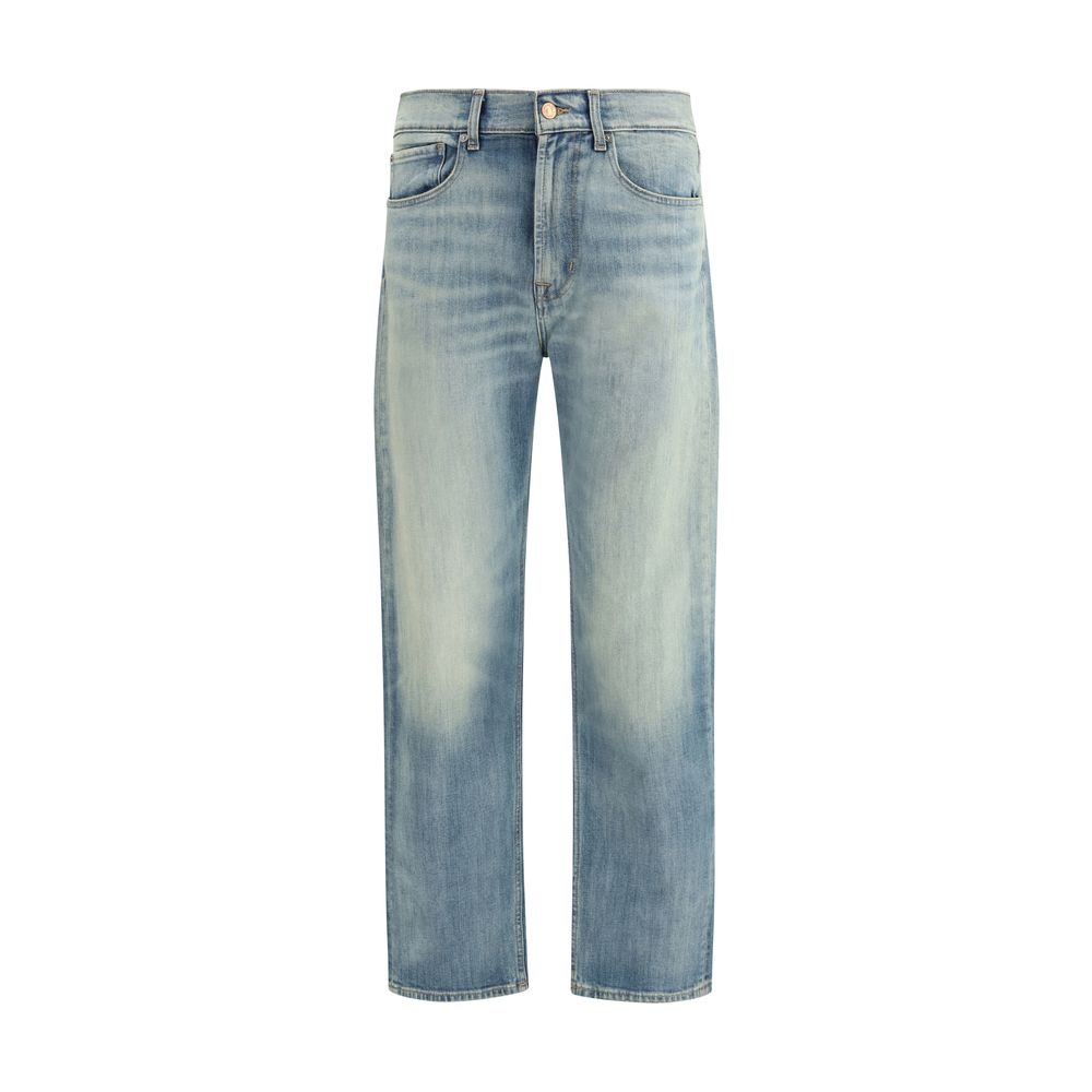 7FOR Blue Cotton Relaxed Fit Jeans - Effortless Luxury Style