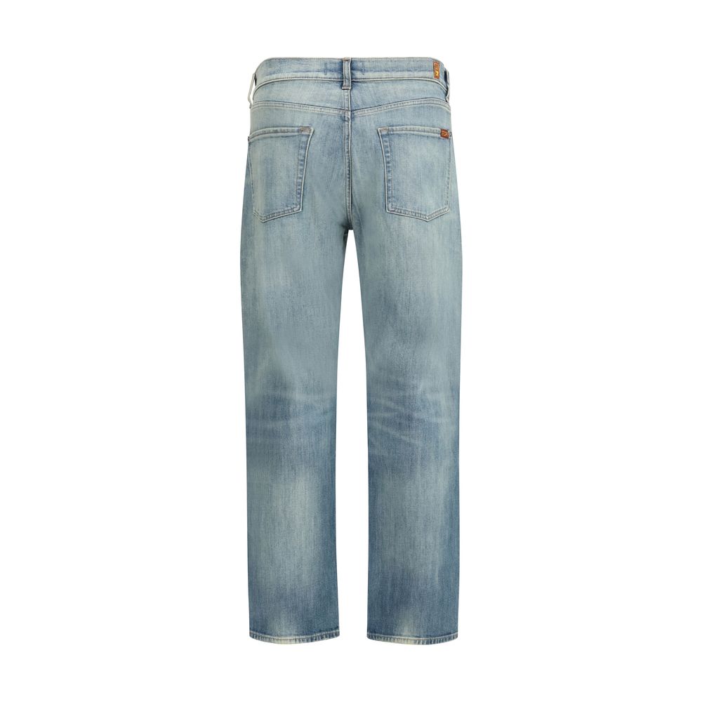 7FOR Blue Cotton Relaxed Fit Jeans - Effortless Luxury Style