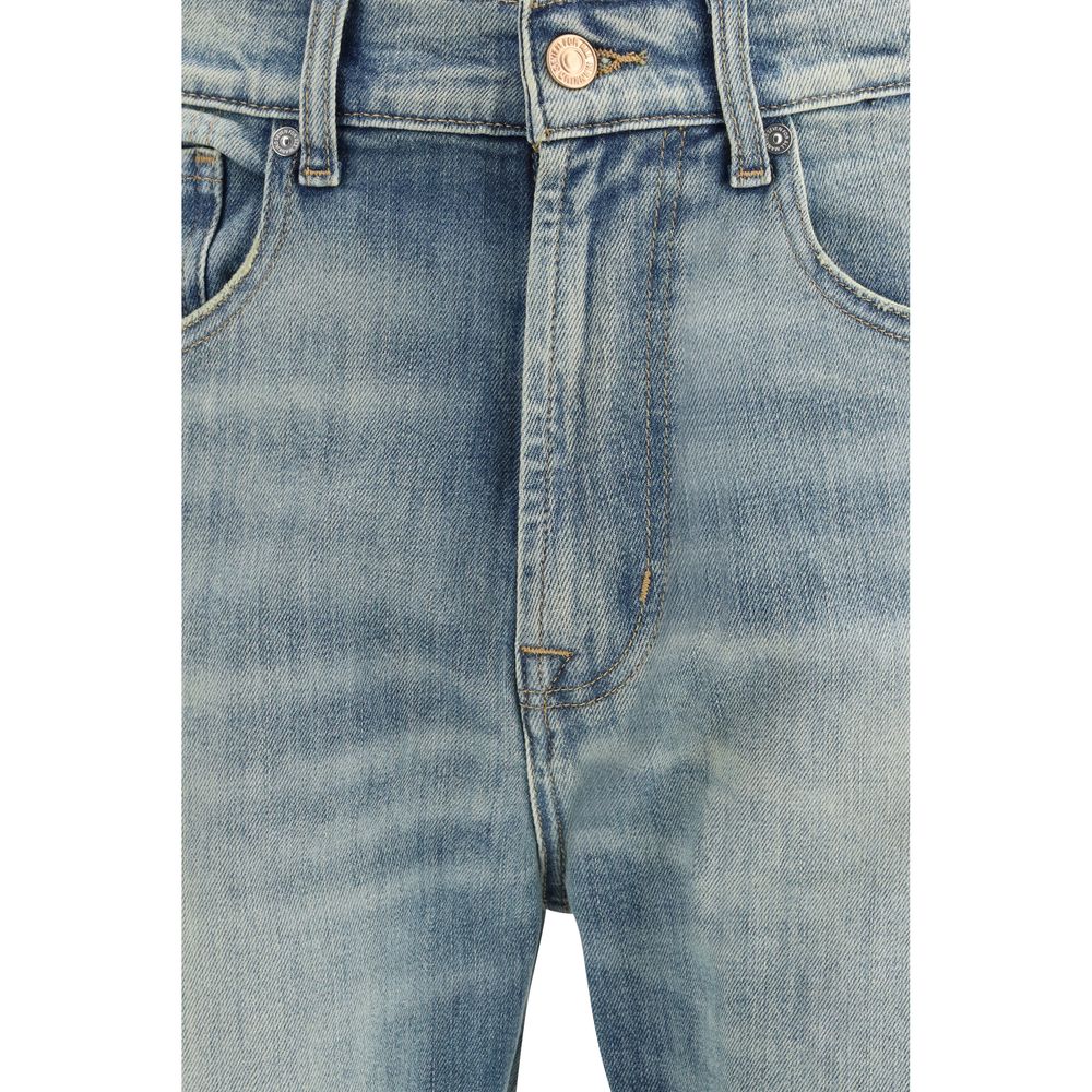 7FOR Blue Cotton Relaxed Fit Jeans - Effortless Luxury Style