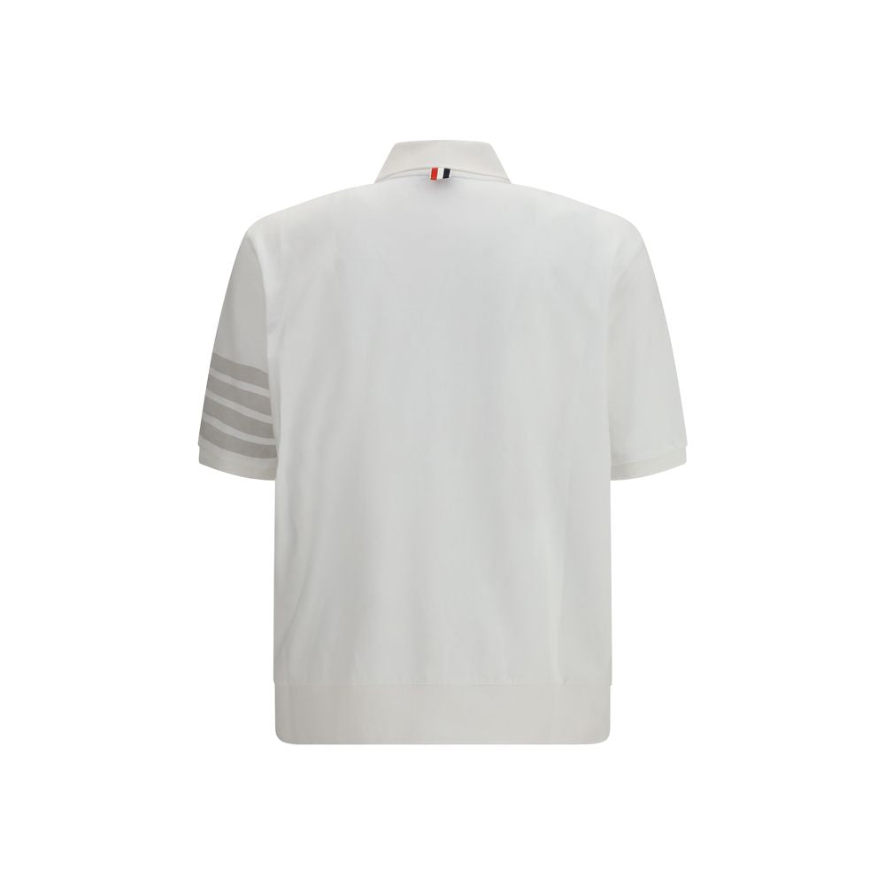 Thom Browne White Cotton Polo Shirt - Luxury Redefined Elegance