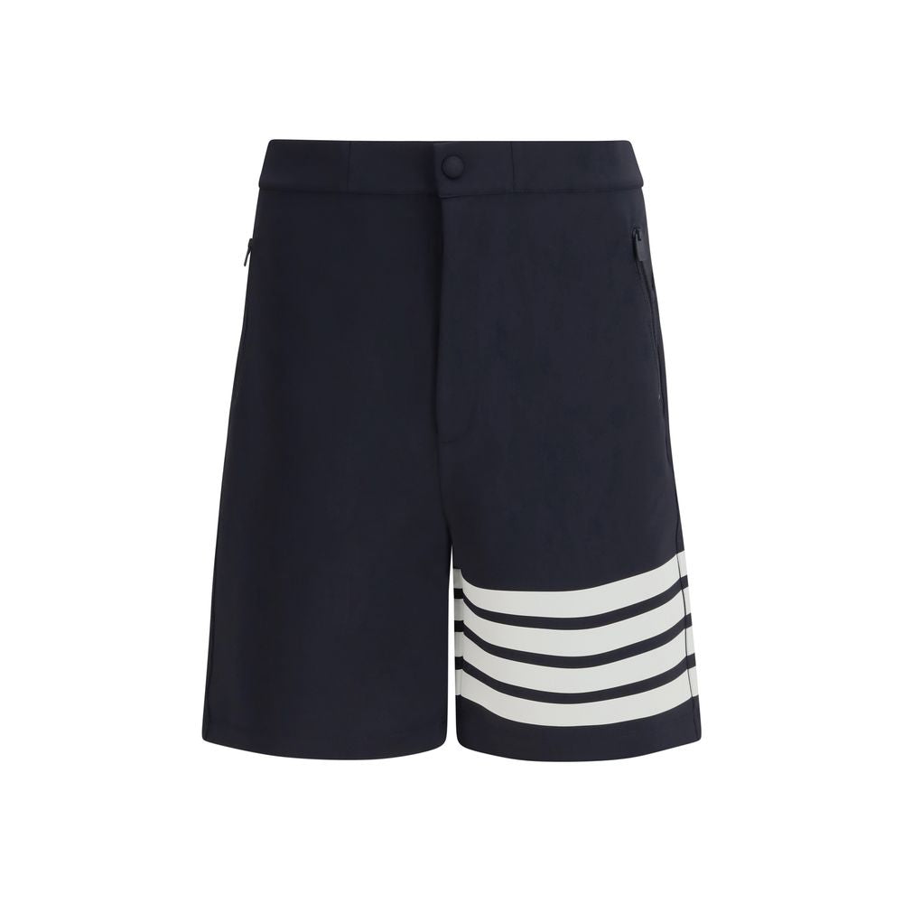 Thom Browne Blue Viscose Bermuda Shorts - Artisanal Elegance