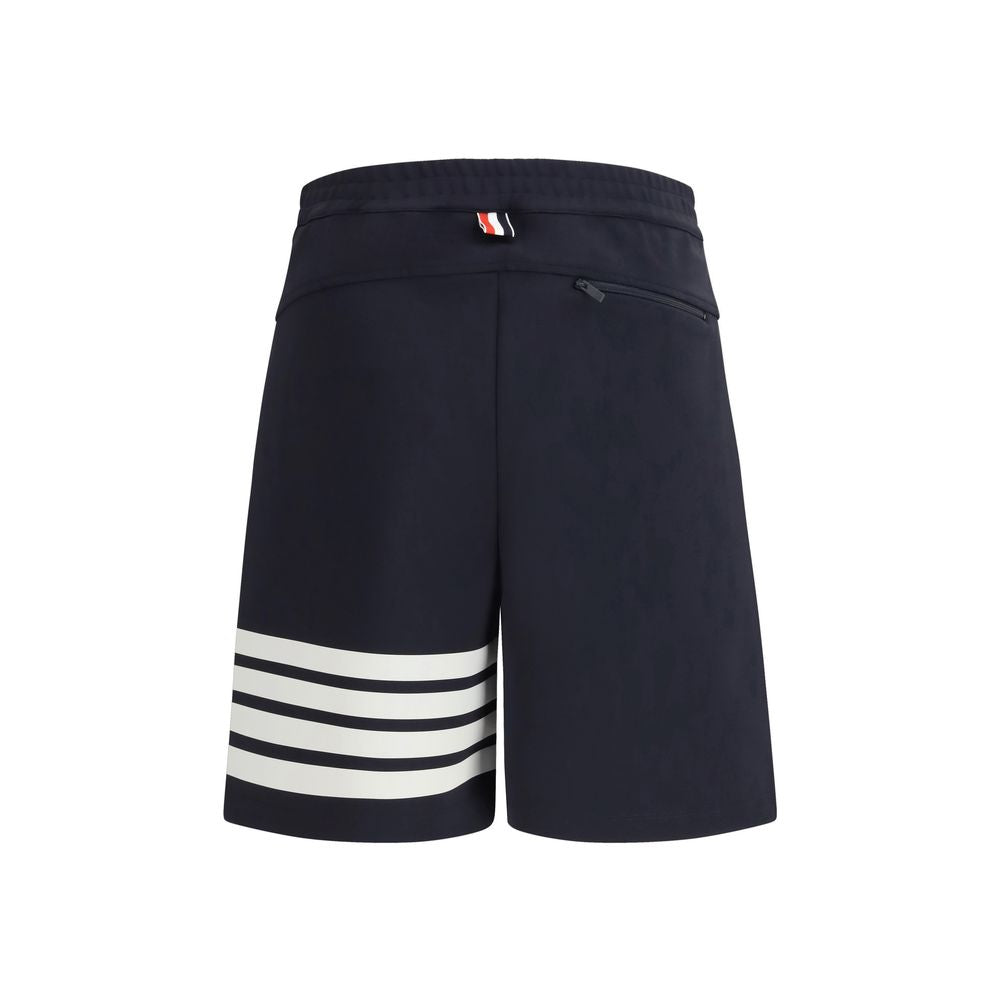 Thom Browne Blue Viscose Bermuda Shorts - Artisanal Elegance