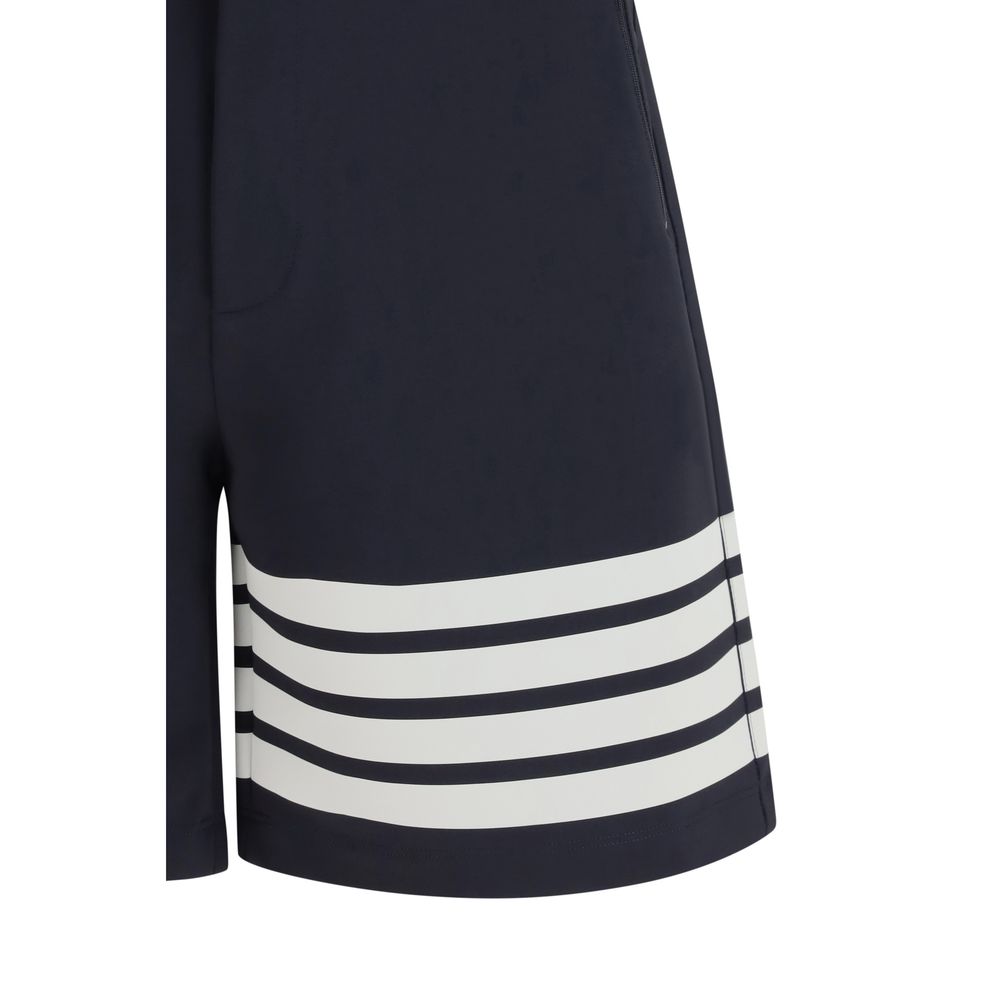 Thom Browne Blue Viscose Bermuda Shorts - Artisanal Elegance