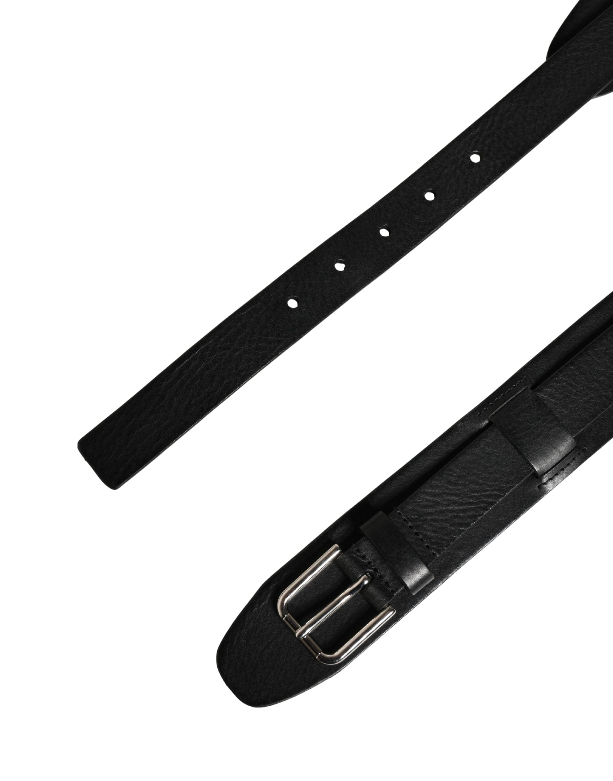 Dolce & Gabbana Men Black Leather Belt - Artisanal Luxury