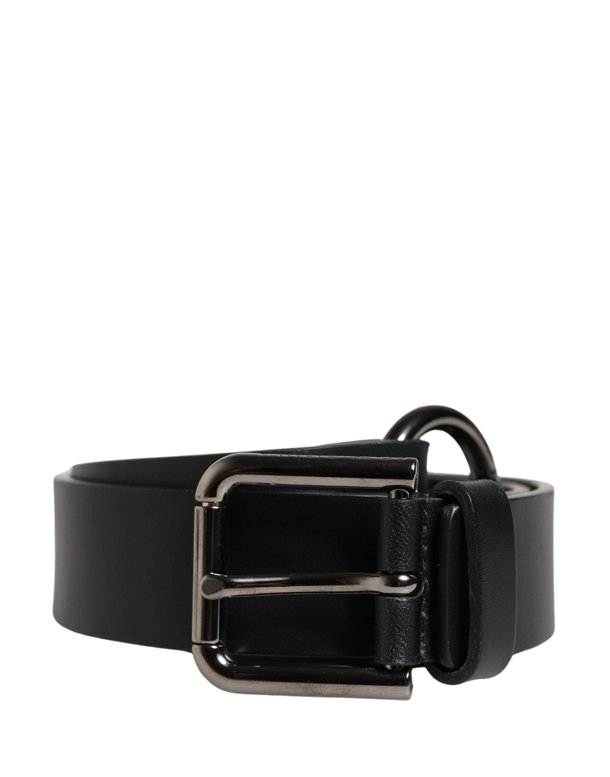 Dolce & Gabbana Men Black Calfskin Leather Metal Buckle Belt