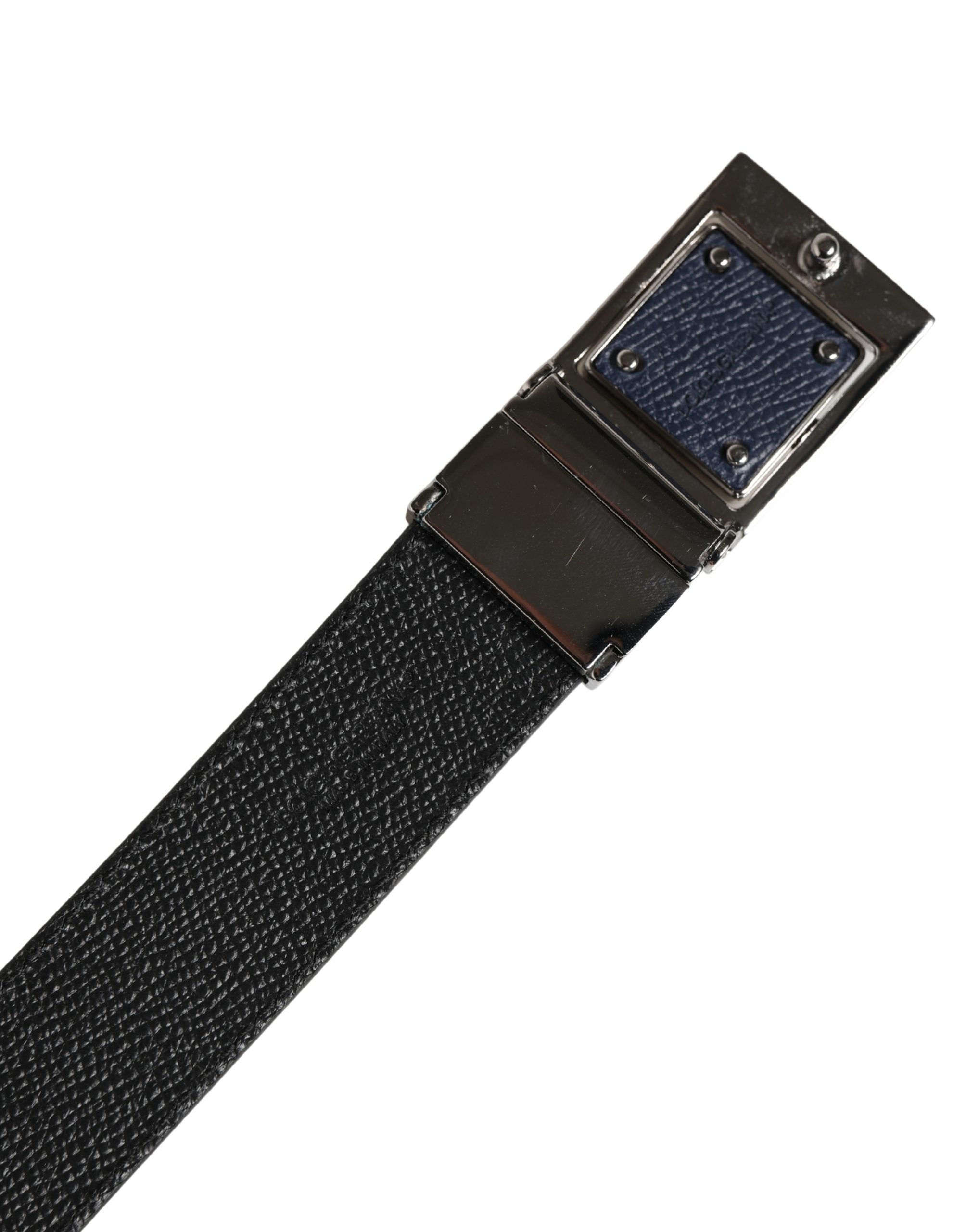 Elevate your style with the Dolce & Gabbana Men Blue Calfskin Leather Square Buckle Belt, a masterpiece of Italian craftsmanship that embodies refined elegance and modern sophistication.