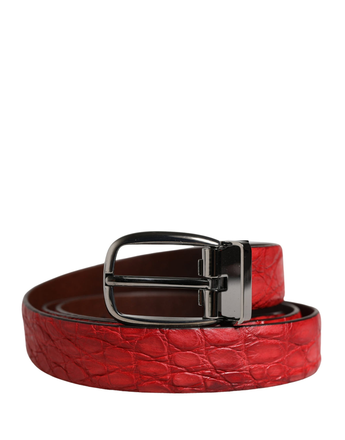 Dolce & Gabbana Red Caiman Leather Belt - Exquisite Luxury Statement