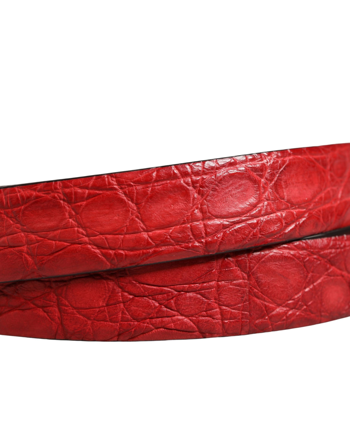 Dolce & Gabbana Red Caiman Leather Belt - Exquisite Luxury Statement