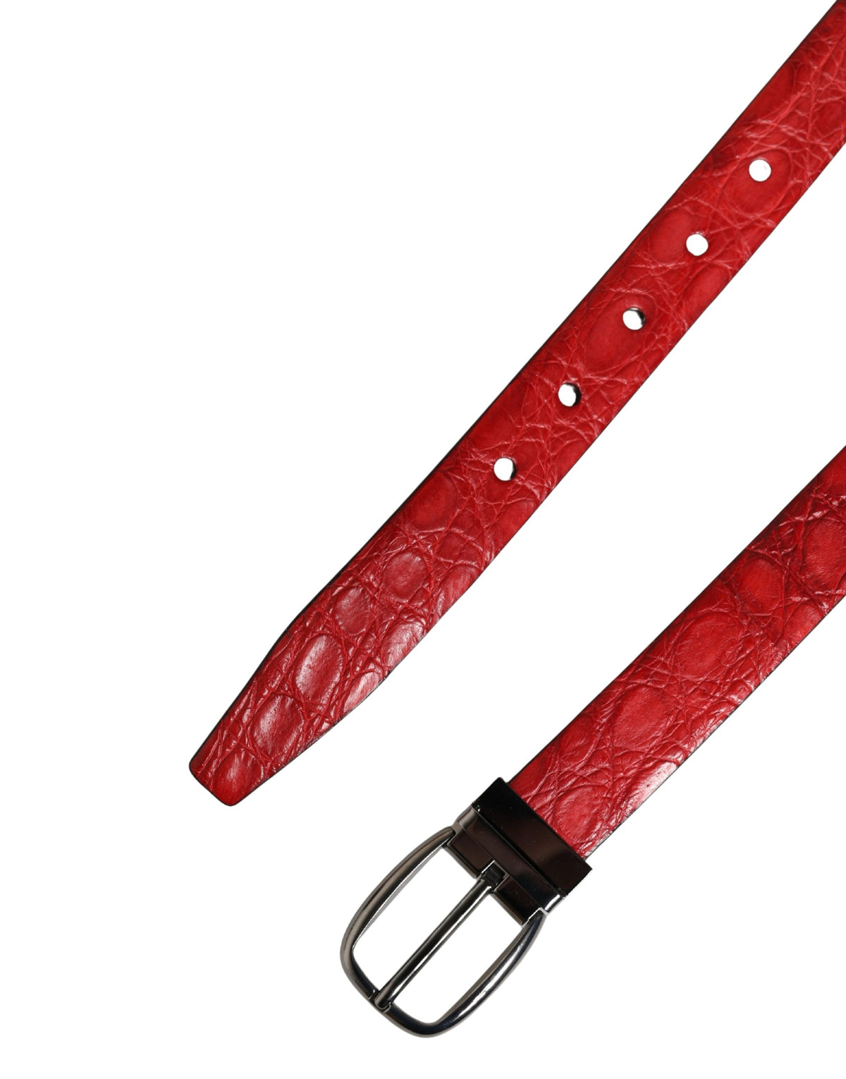 Dolce & Gabbana Red Caiman Leather Belt - Exquisite Luxury Statement