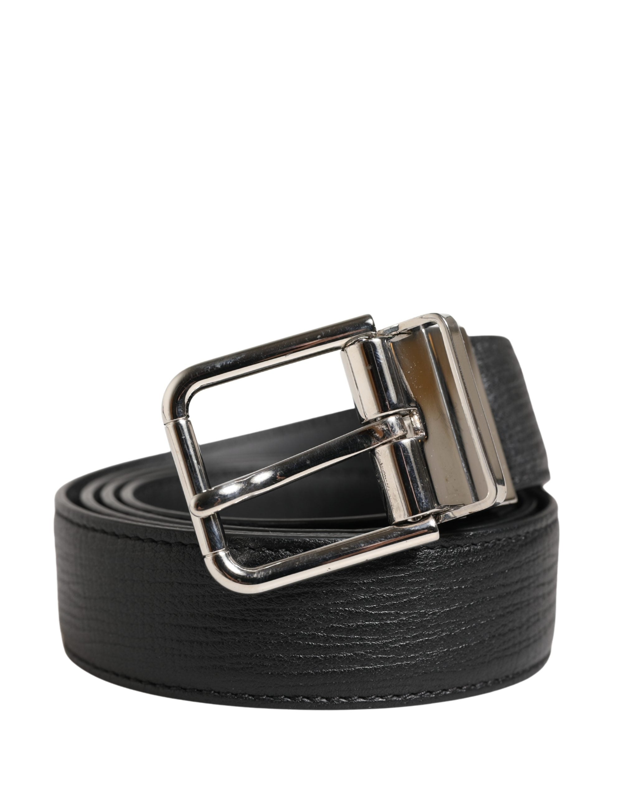 Elevate your style with the Dolce & Gabbana Men Black Classic Leather Metal Buckle Belt, a timeless accessory crafted from premium calf leather, embodying luxury and sophistication.